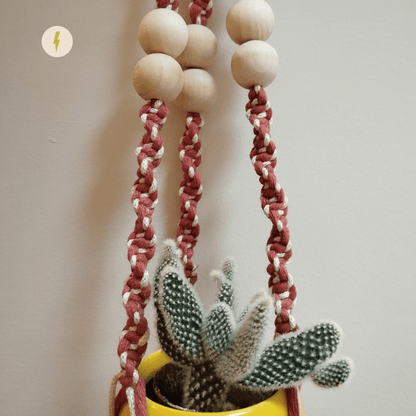 Pink and Cream Macrame Planter